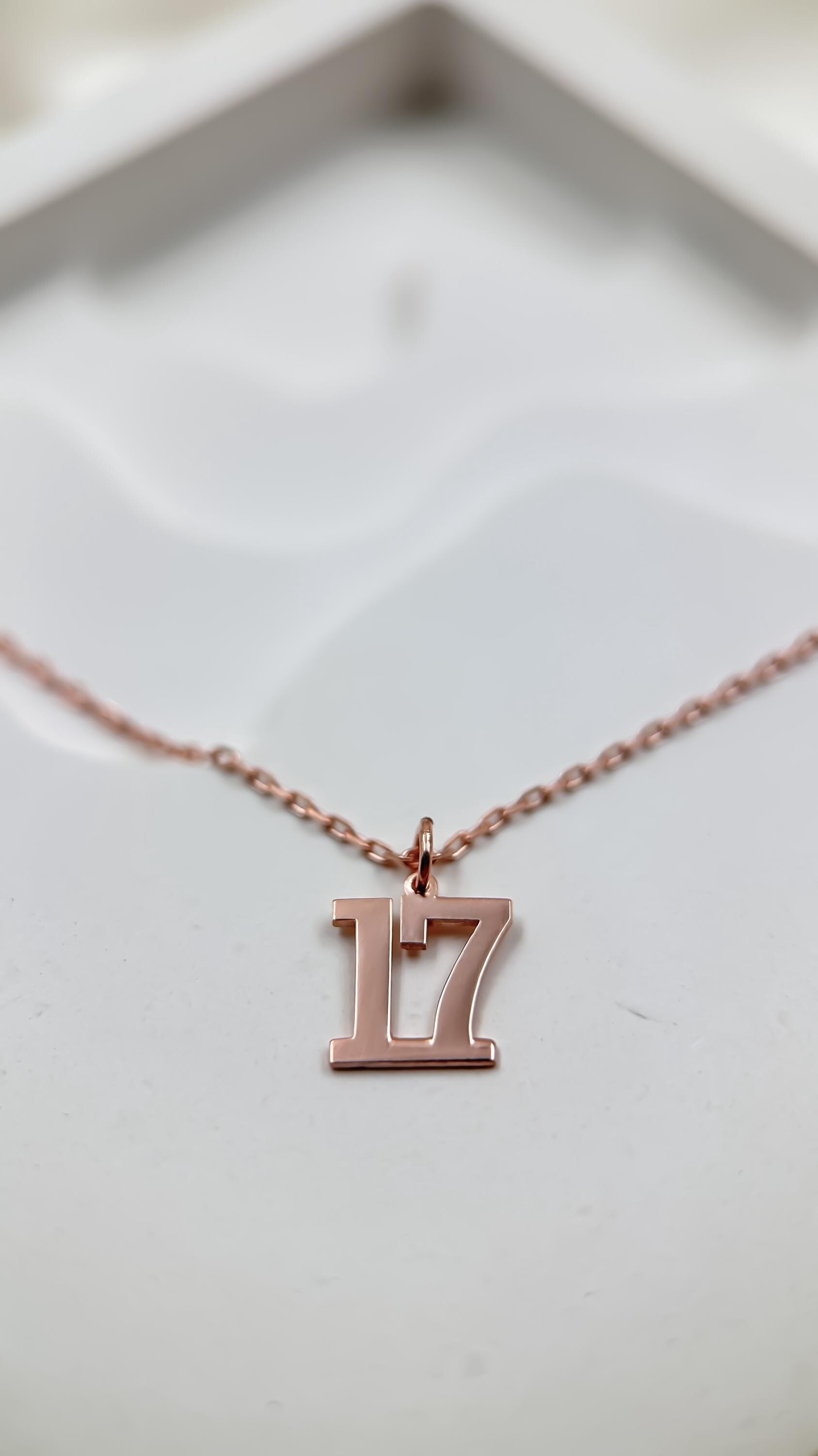 14K Solid Gold Custom Number Pendant | Personalized Number Jewelry | Date Necklace | Unique Gift for Her | Sports Number Necklace