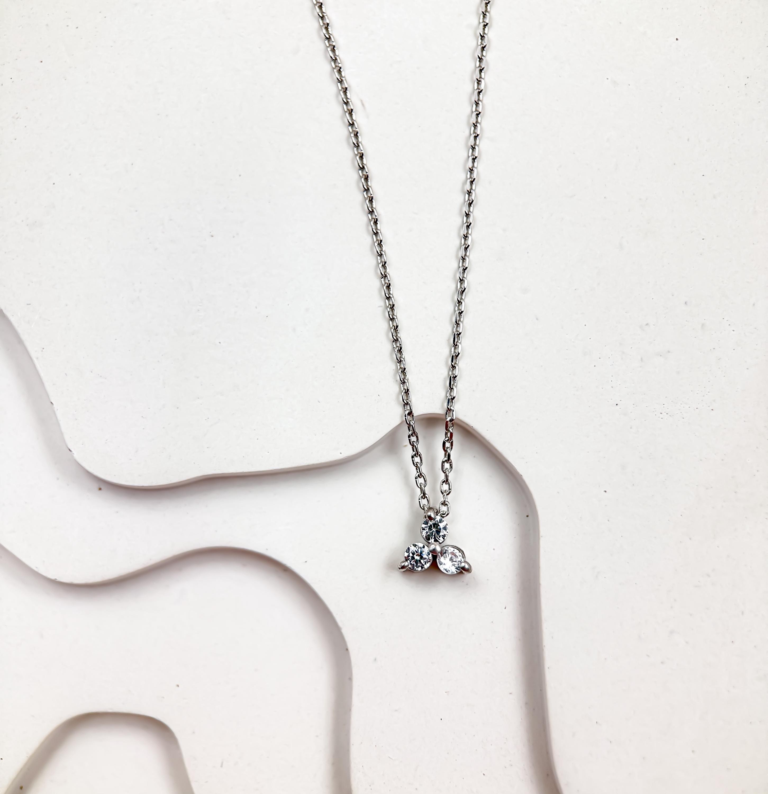 14k Gold Diamond Trio Cluster Necklace | Three Floating Diamond Necklace | 14k Gold Bridal Necklace | Perfect Anniversary or Wedding Gift