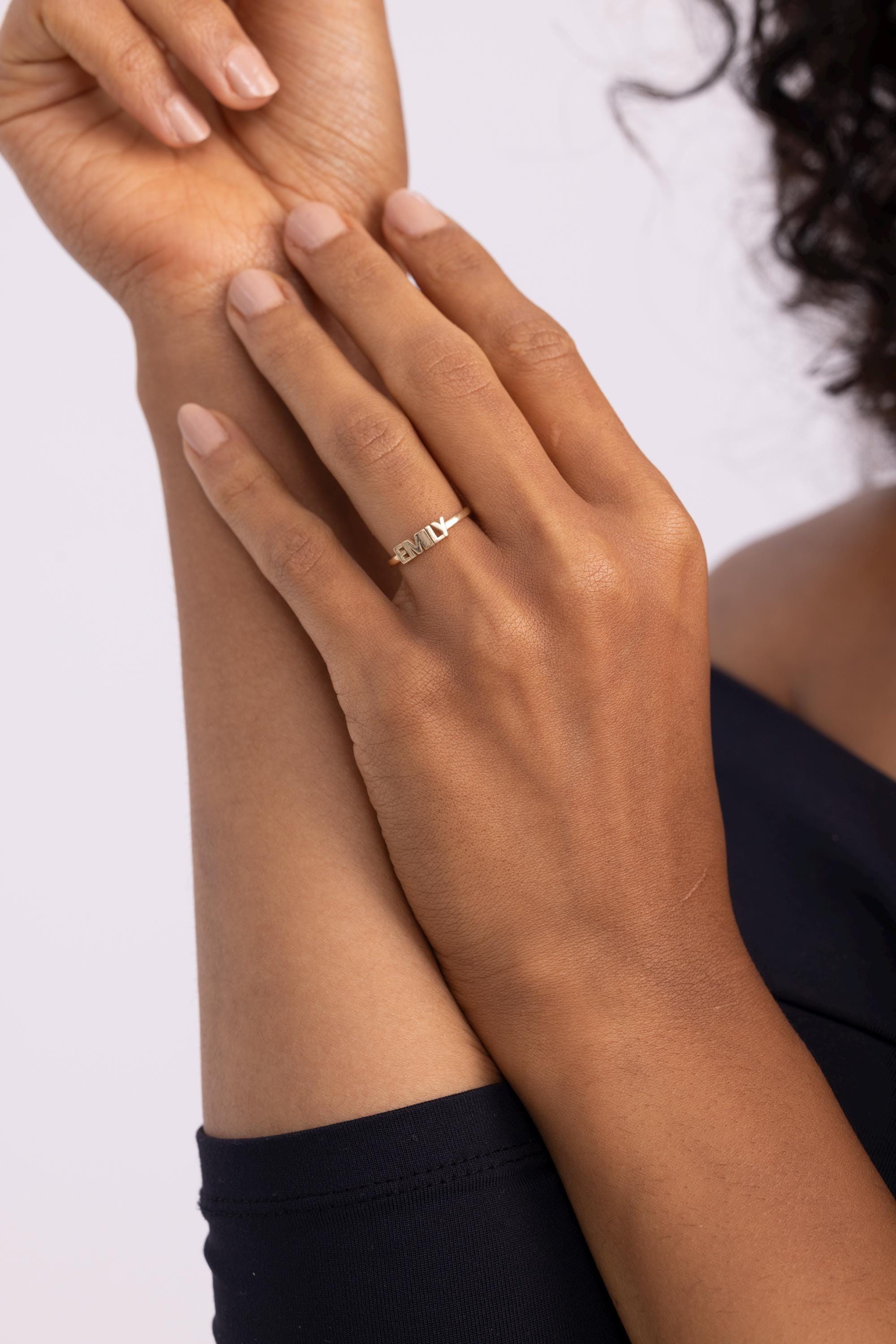 14K Solid Gold Custom Nameplate Ring | Personalized Name Ring | 14K Gold Jewelry | Stackable Gold Rings for Women | Customizable Jewelry