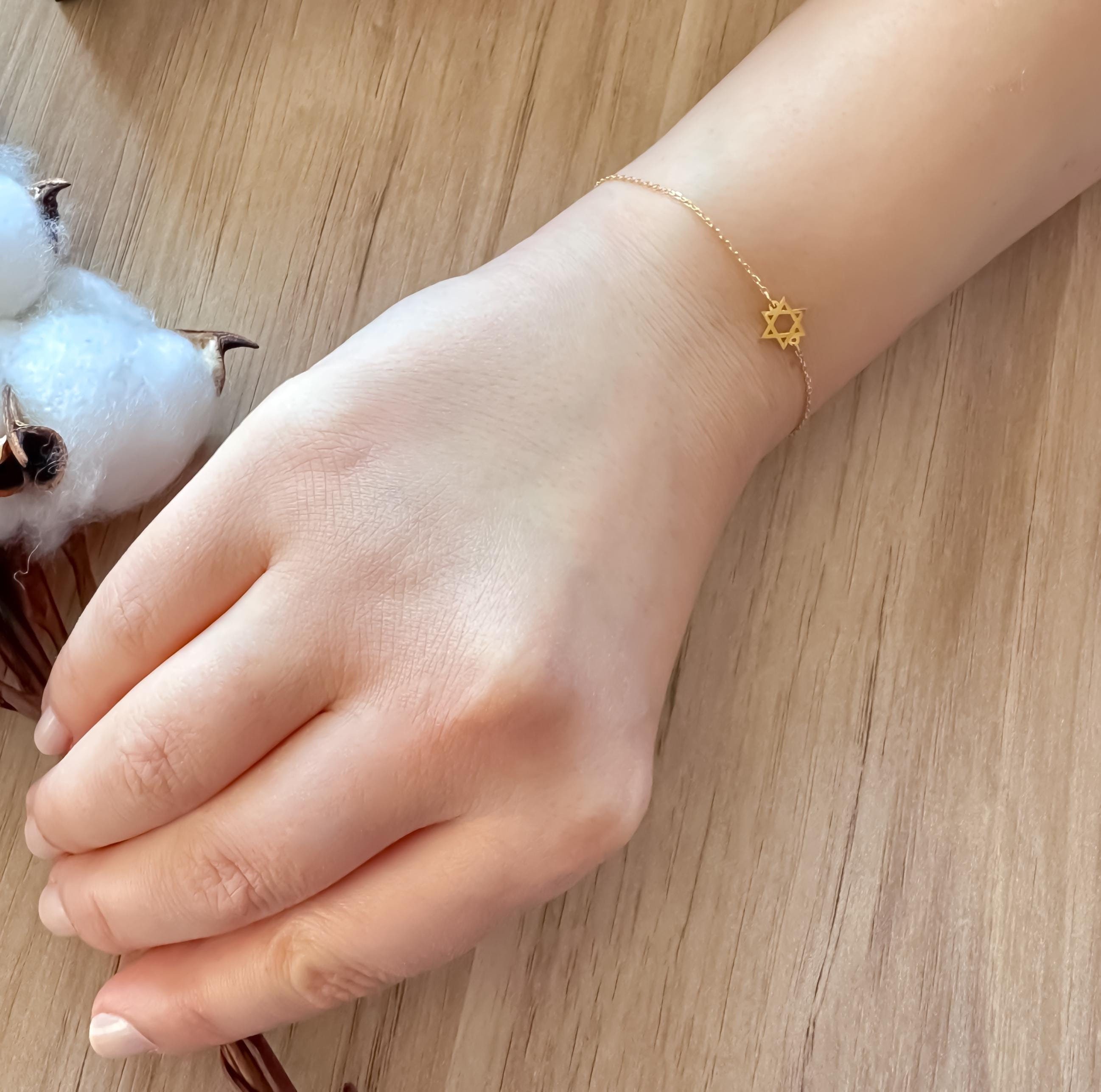 14K Gold Star of David Bracelet | Jewish Star Bracelet for Women | Dainty 14K Gold Women's Bracelet