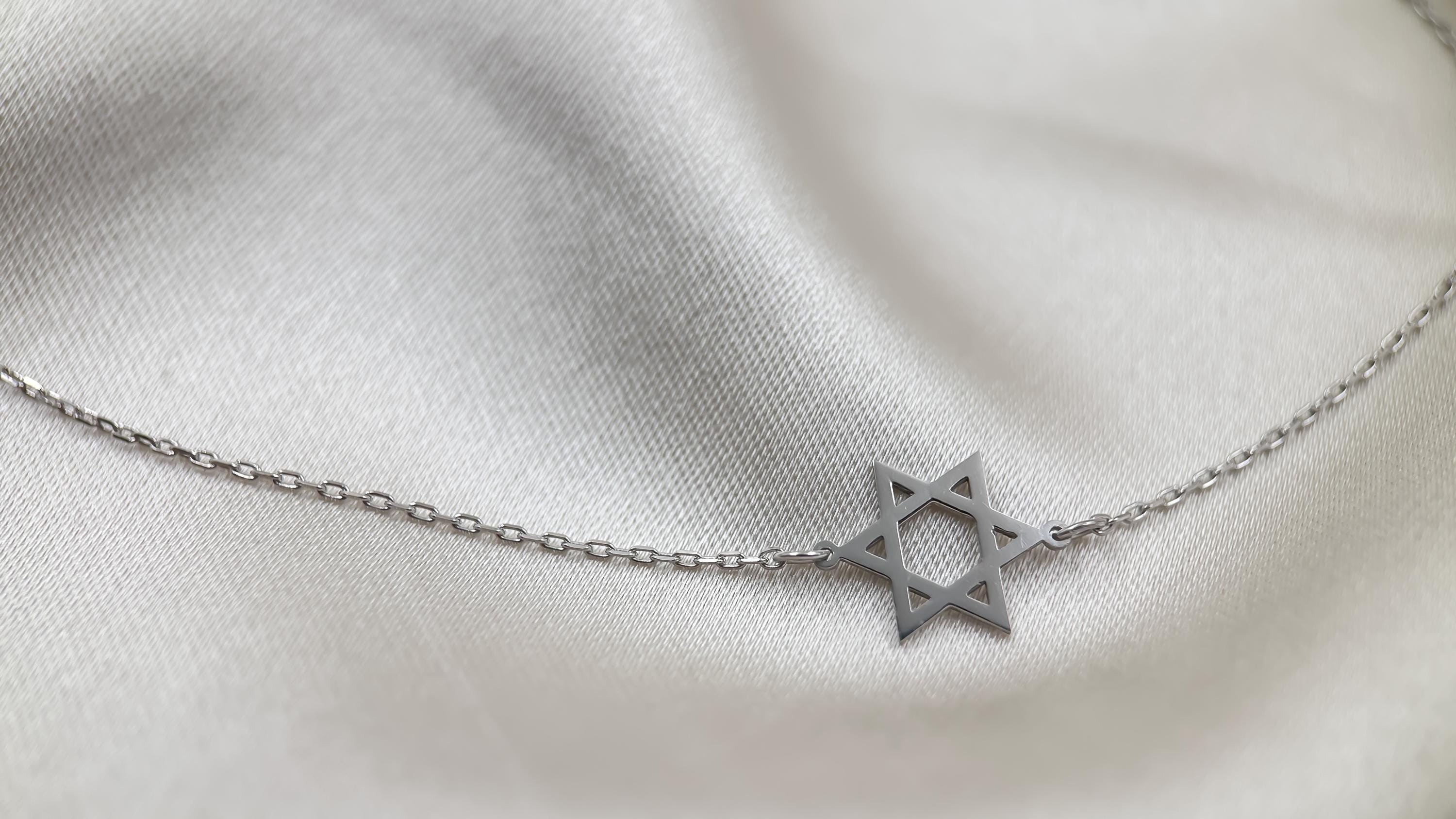 14K Solid Gold Sideways Star of David Necklace | Women's Gold Star of David Pendant | Minimalist Star Necklace | 14k Gold Jewish Charm