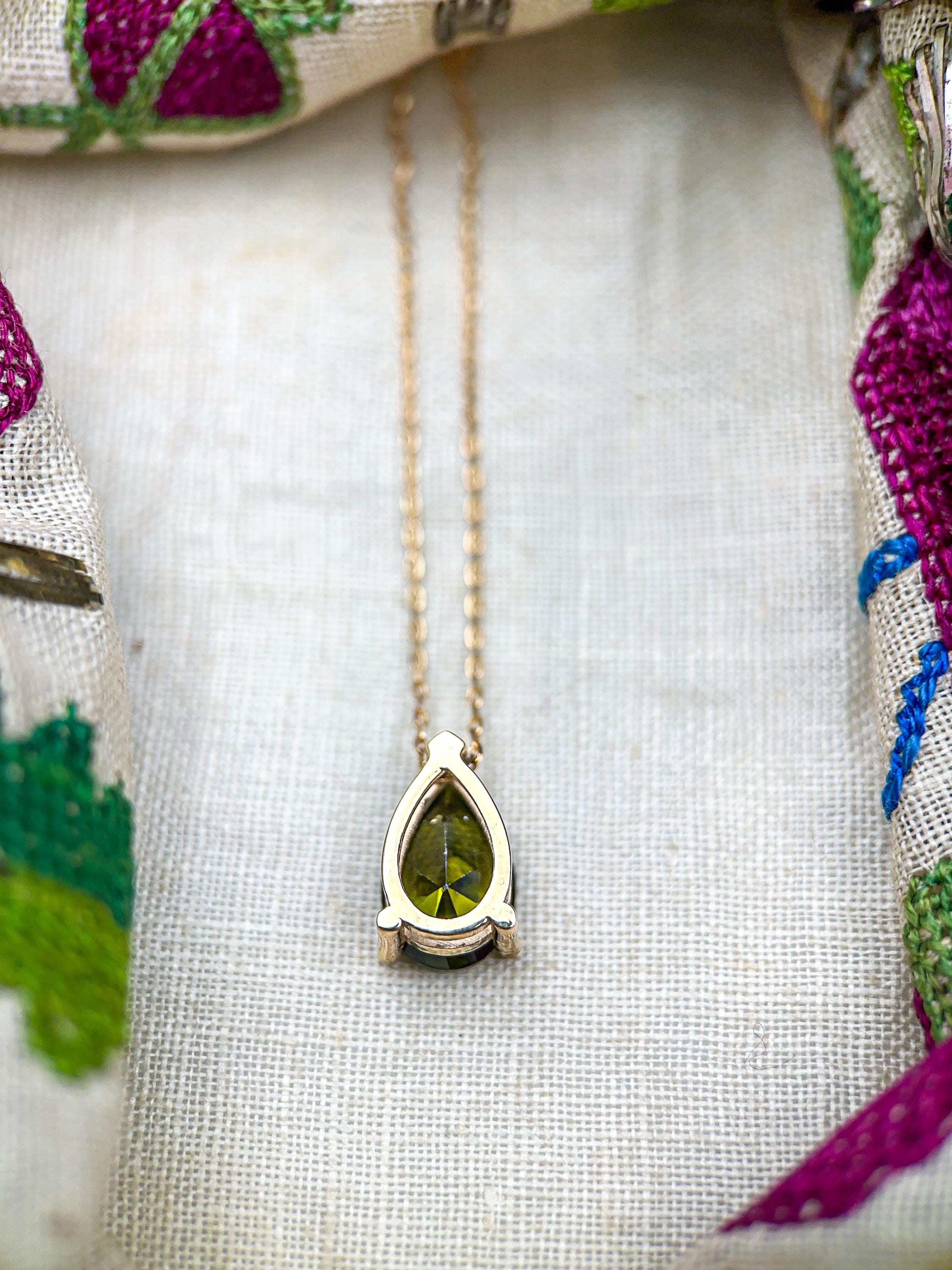 14K Solid Gold Birthstone Necklace for Women | Delicate Gemstone Pendant | 14K Real Gold Jewelry | Customizable Gift