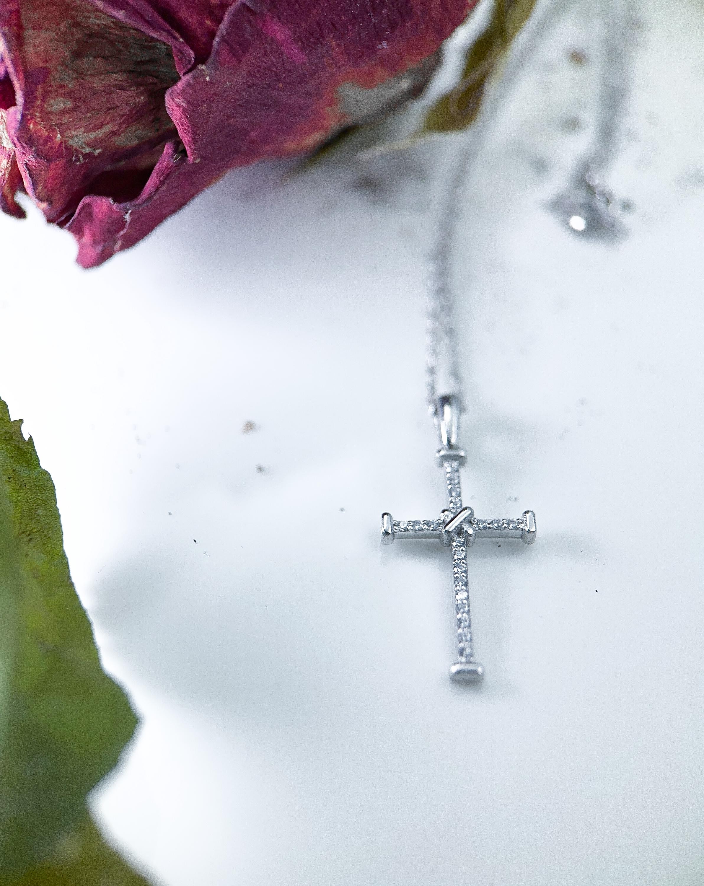 14k Gold Diamond Cross Necklace for Women | Minimalist Diamond Cross Pendant | Elegant 14k Diamond Jewelry | Perfect Graduation Gift