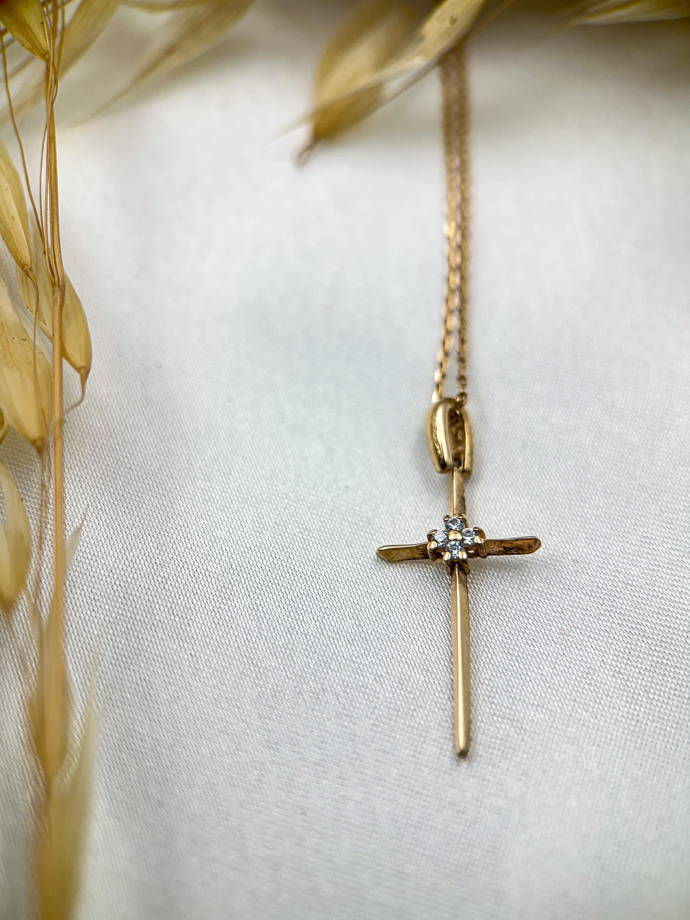 14K Solid Gold Customized Birthstone Cross Necklace | Genuine Gold Diamond Gemstone Necklace | Religious Jewelry for Women | Gift for Her