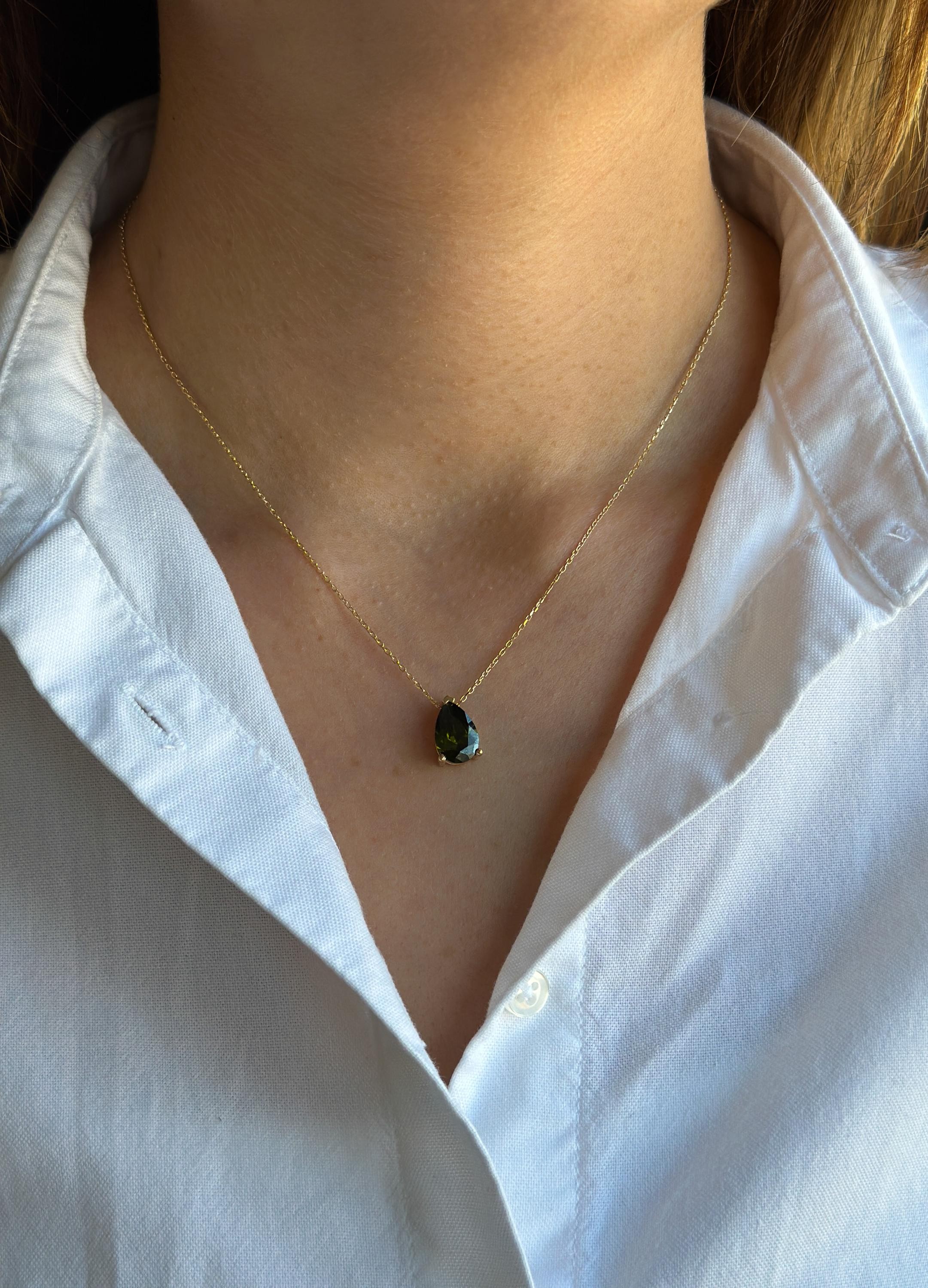14K Solid Gold Birthstone Necklace for Women | Delicate Gemstone Pendant | 14K Real Gold Jewelry | Customizable Gift
