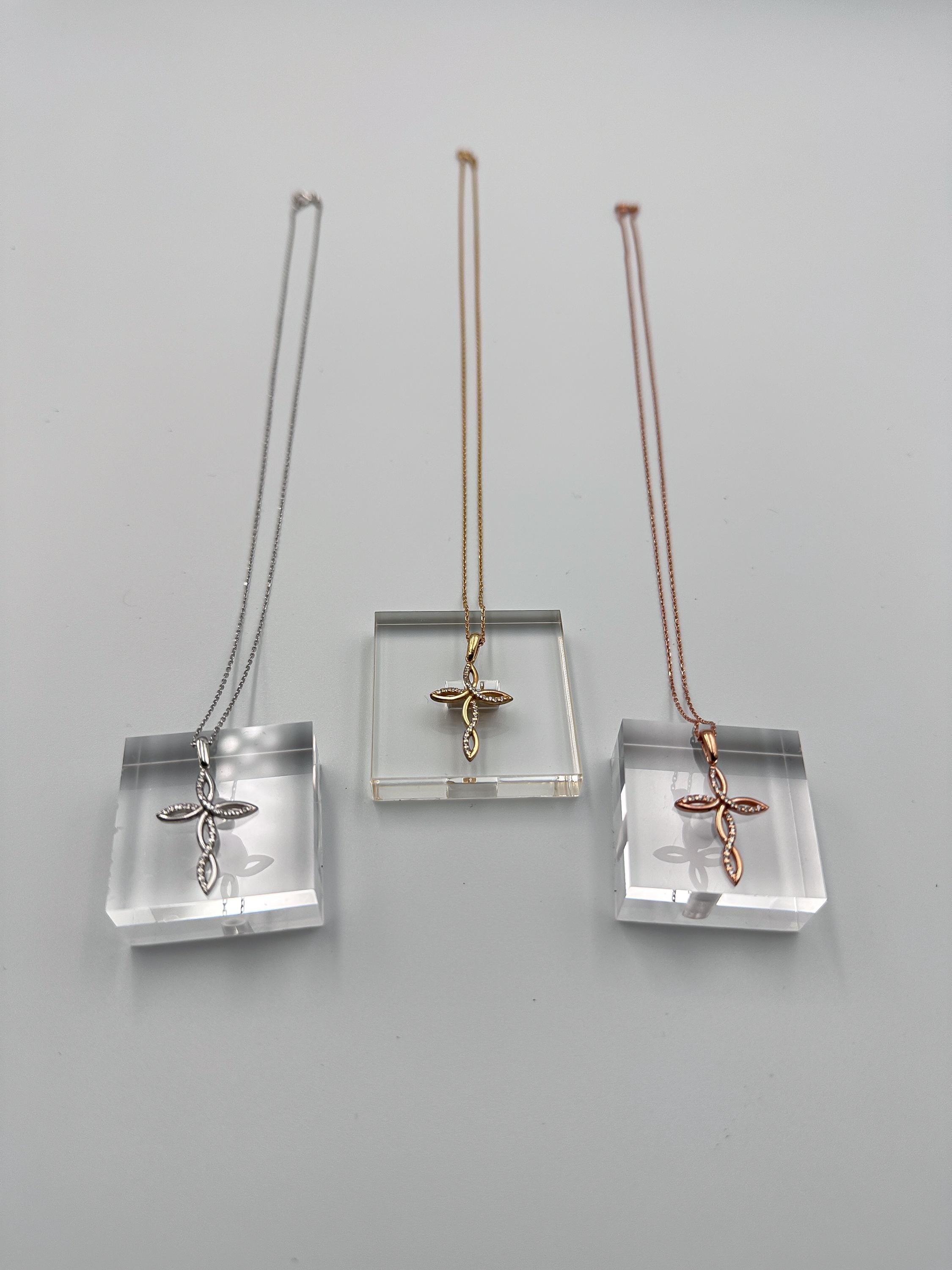 14K Solid Gold Diamond Cross Necklace for Women | Christian Faith Jewelry | Genuine Gold Religious Pendant | Ideal Gift for Her