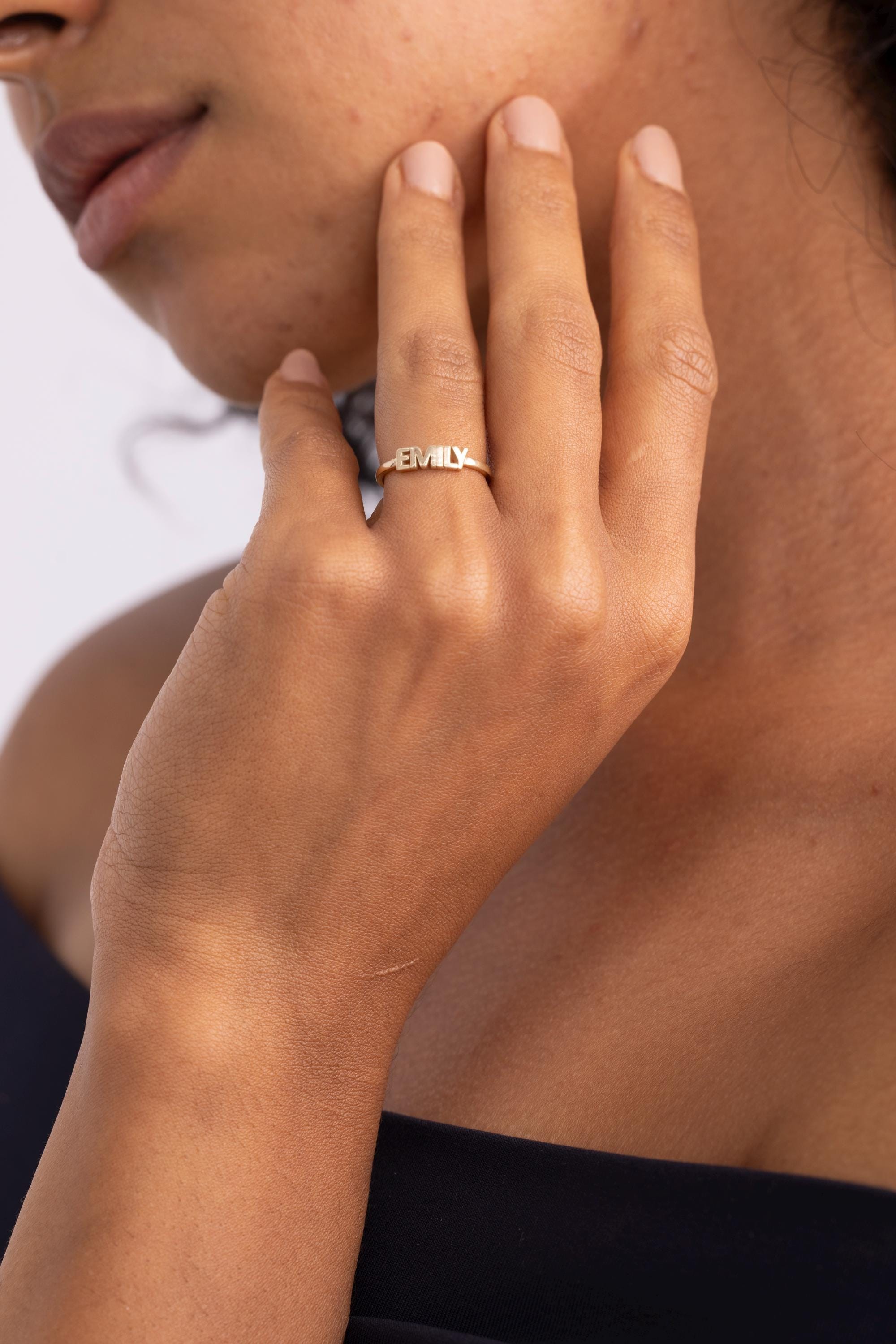 14K Solid Gold Custom Nameplate Ring | Personalized Name Ring | 14K Gold Jewelry | Stackable Gold Rings for Women | Customizable Jewelry