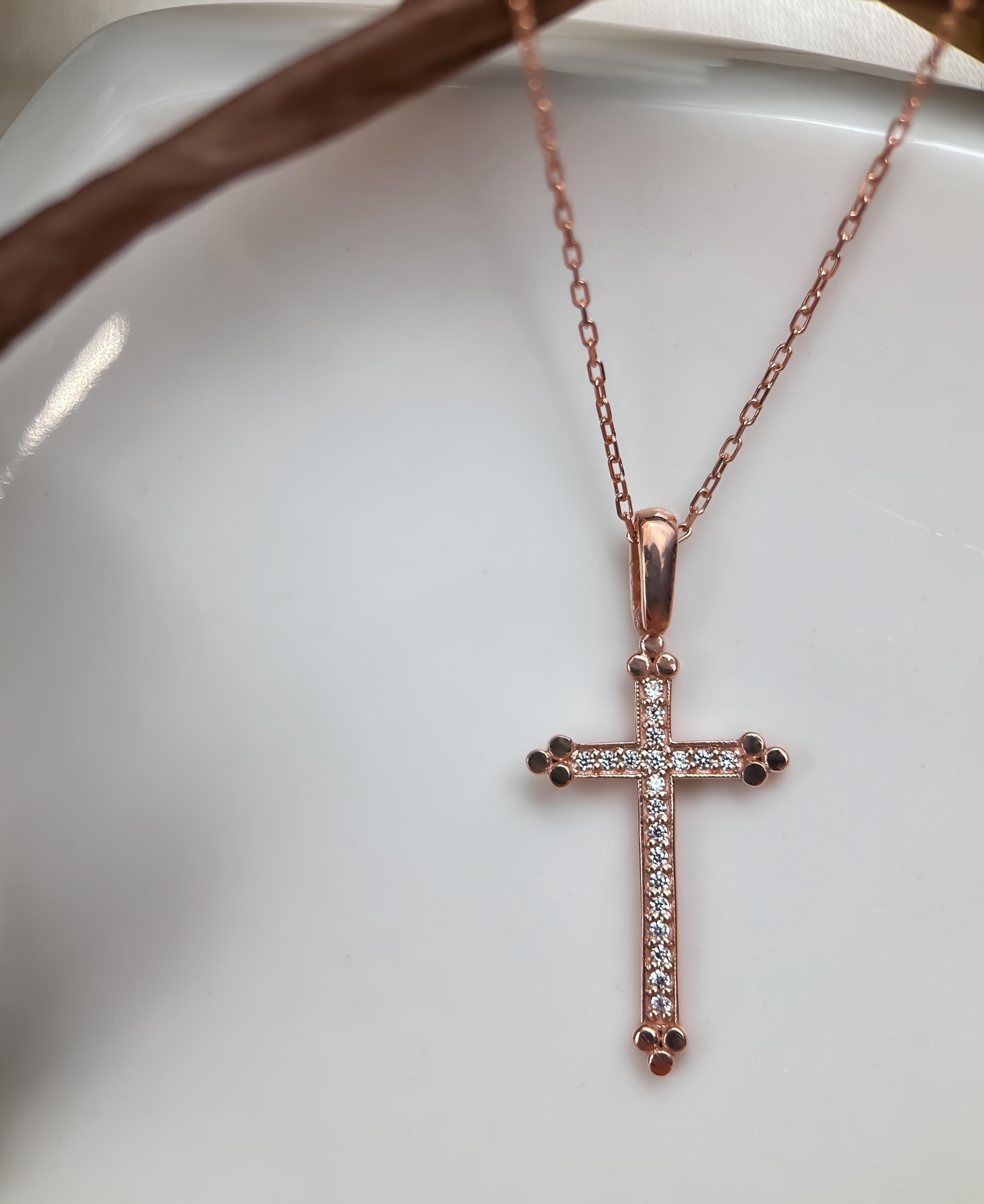14K Gold Diamond Cross Necklace for Women | Elegant CZ Stone Pendant | Genuine 14K Gold Christian Jewelry | Perfect Christian Gift