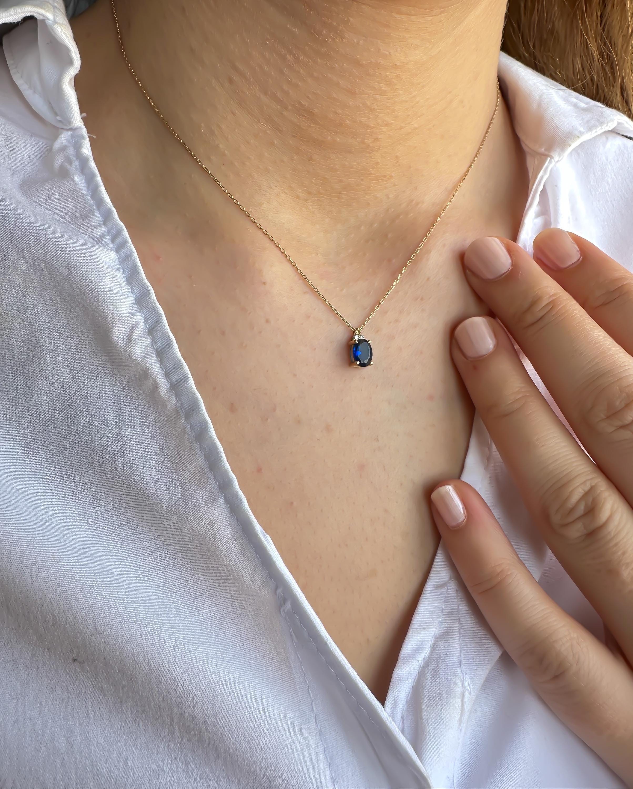 Teardrop Diamond Gemstone Necklace in 14K Gold | Ruby, Emerald & Sapphire Pendant for Women | Genuine 14K Gold Jewelry | Gift for Her