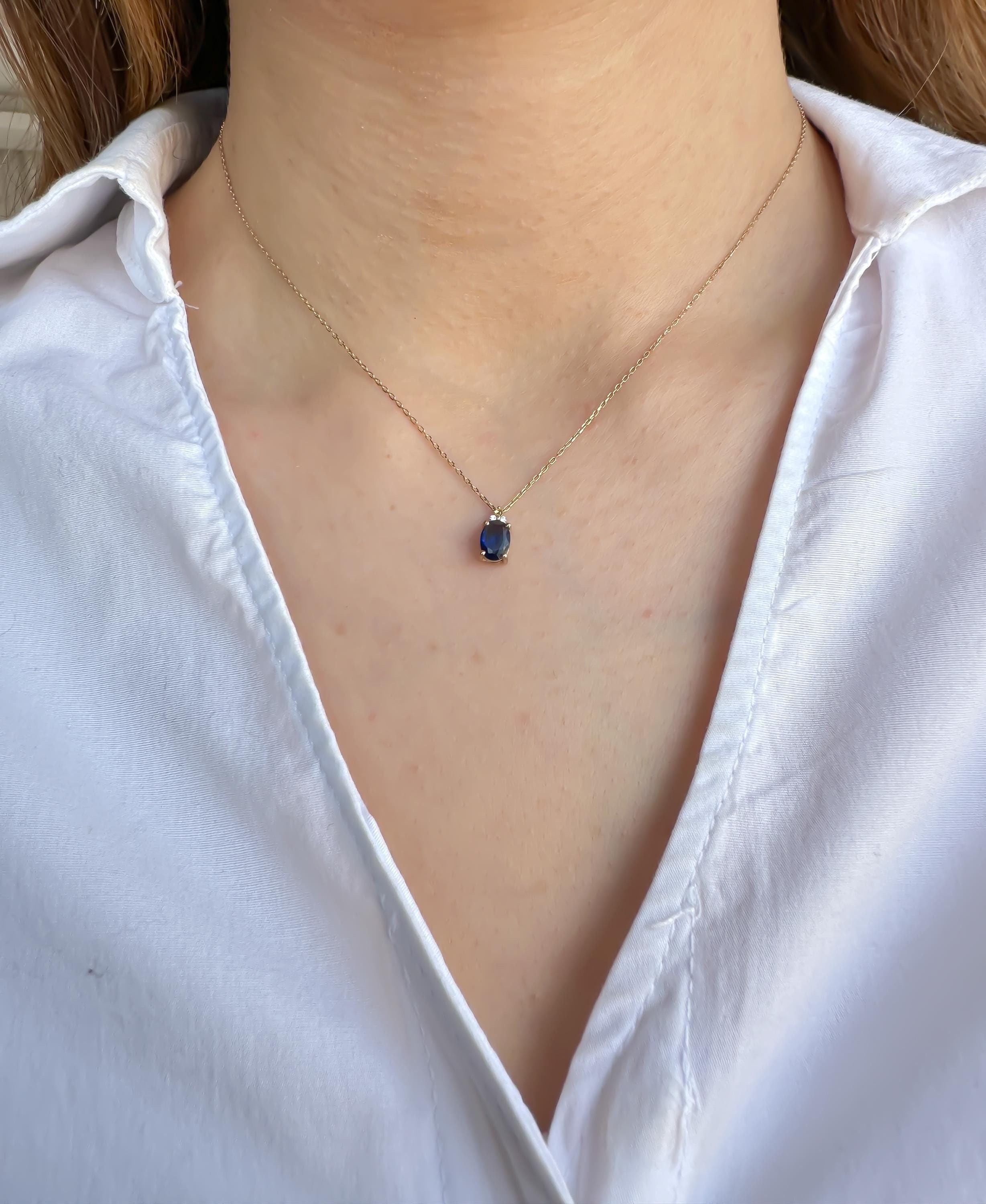 Teardrop Diamond Gemstone Necklace in 14K Gold | Ruby, Emerald & Sapphire Pendant for Women | Genuine 14K Gold Jewelry | Gift for Her