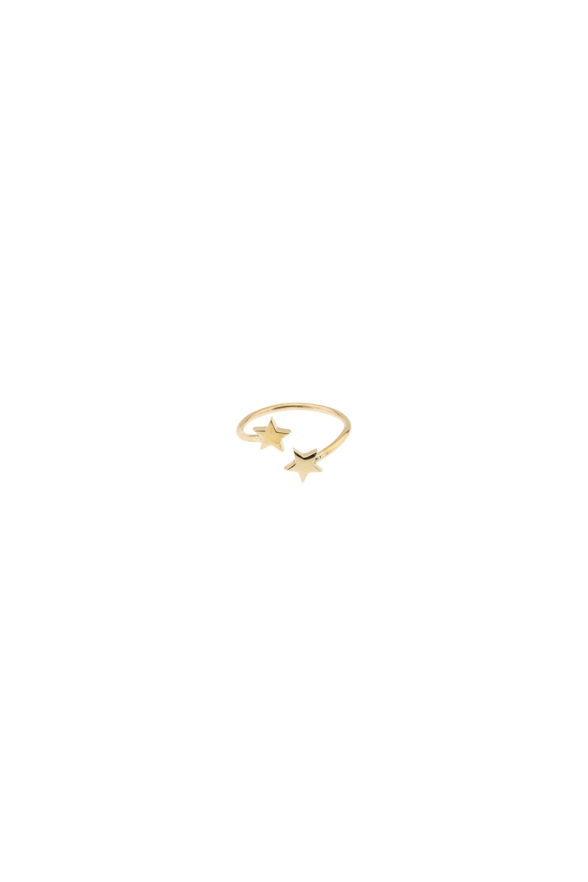 Gravierbarer offener Zwei-Sterne-Ring aus 14-karätigem Gold | Stapelring aus 14-karätigem Gold für Damen | Ideales individuelles Geschenk für Sie