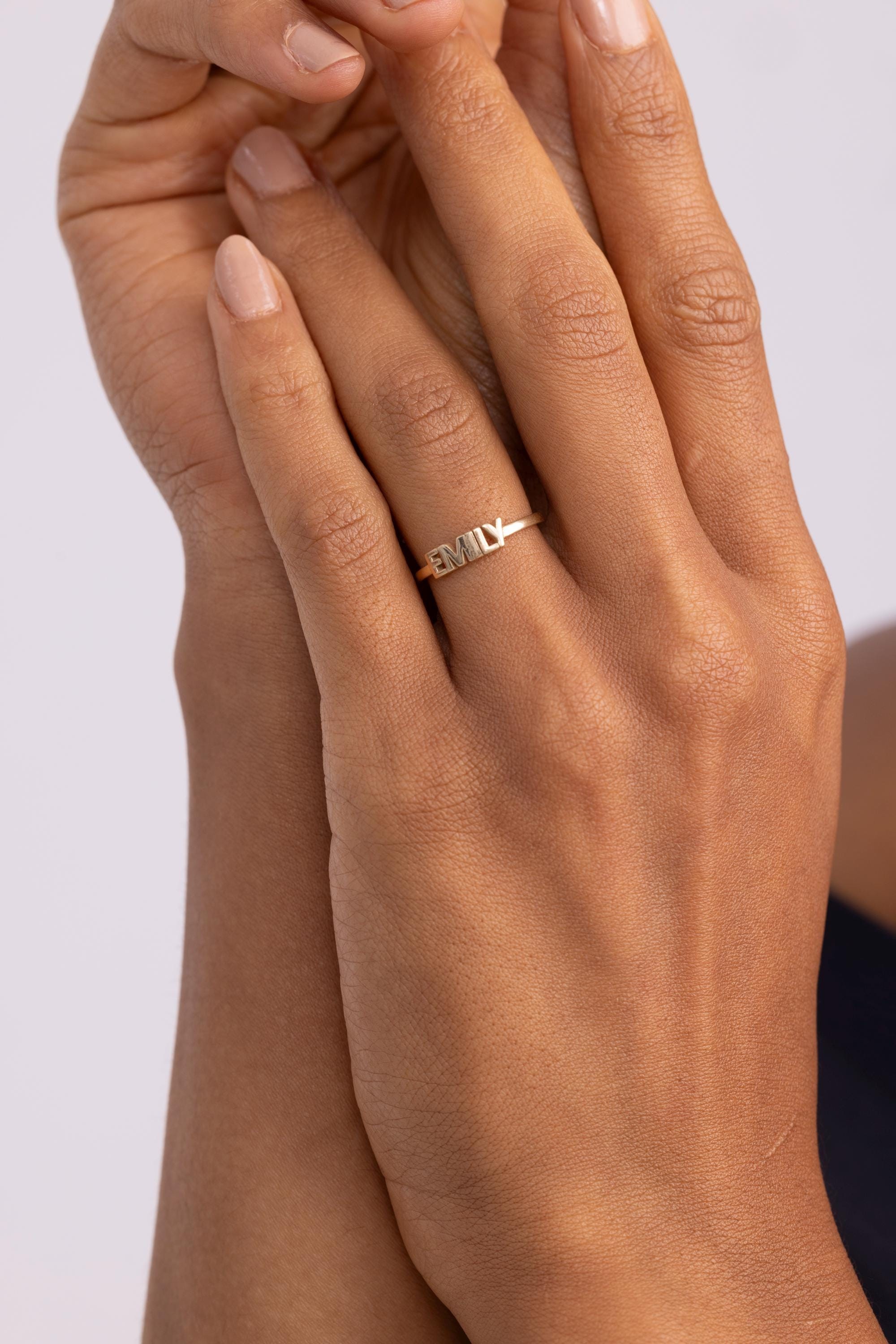 14K Solid Gold Custom Nameplate Ring | Personalized Name Ring | 14K Gold Jewelry | Stackable Gold Rings for Women | Customizable Jewelry