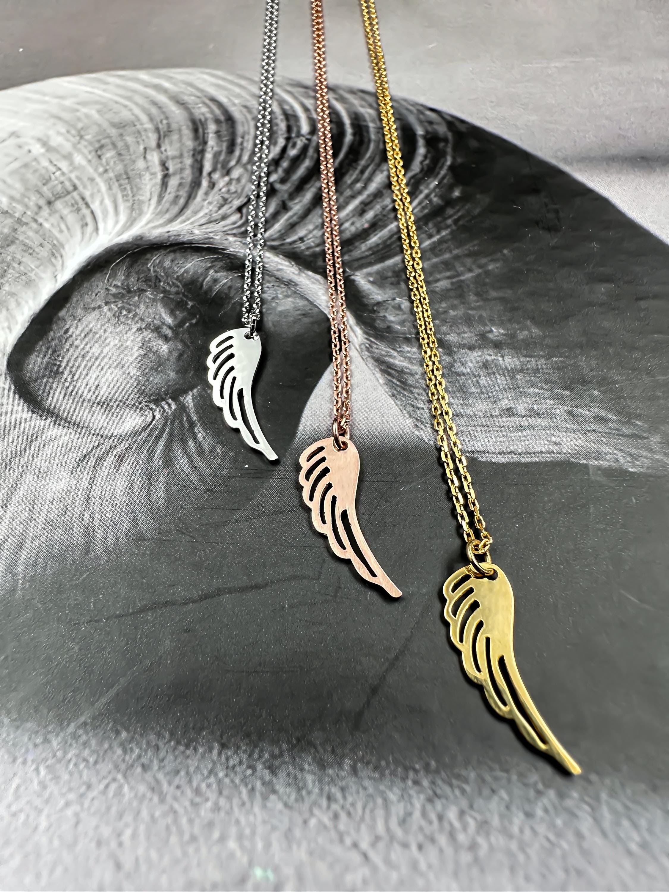 14K Solid Gold Angel Wing Necklace | Guardian Angel Jewelry for Women | Memorial, Miscarriage, Sympathy Gift Necklace