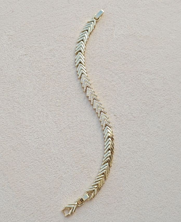 Xuping Uçgen Taşlı Gold Bileklik