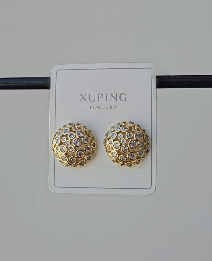 Xuping Yuvarlak Taşlı Gold Küpe