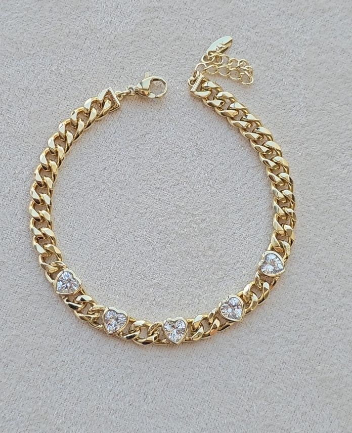 Xuping Kalp Taşlı Gold Bileklik