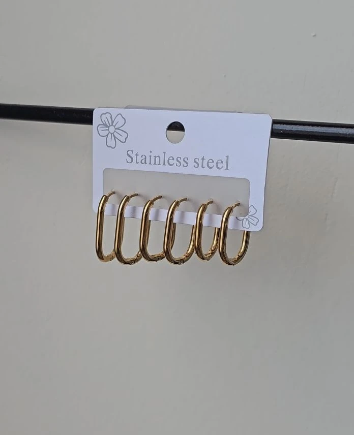 (12 Lİ PAKET İNDİRİMLİ) Çelik 6 Lı Elips Küpe