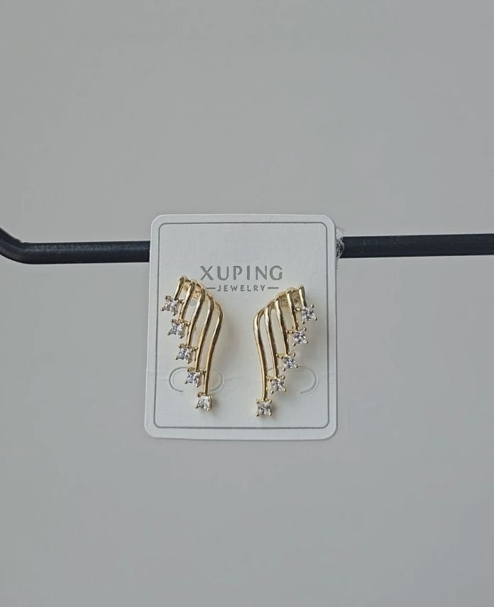 Xuping 5 Şerit Taşlı Gold Küpe