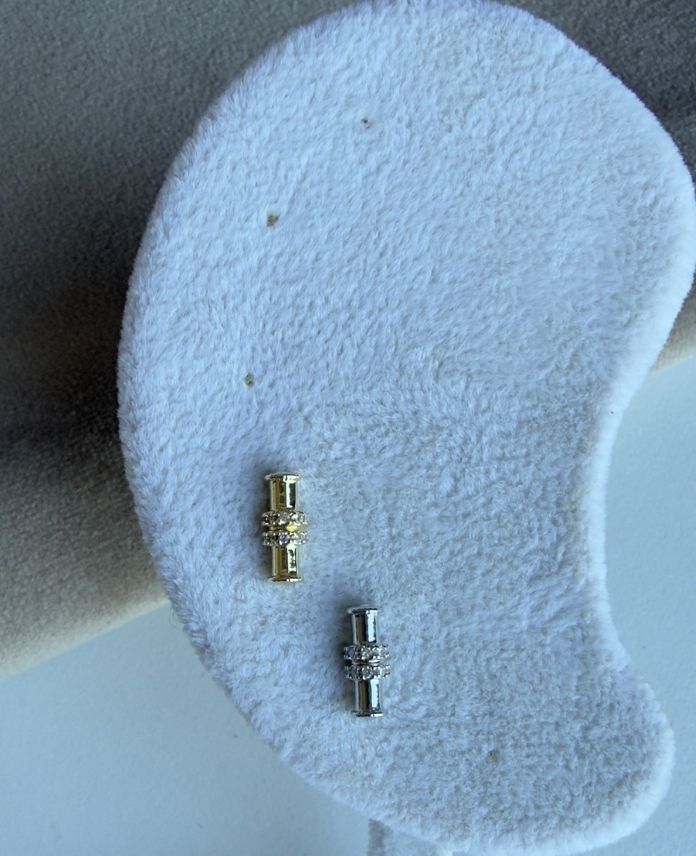 Çelik Şerit Taşlı (Arkası Düz) Piercing