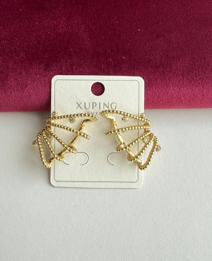 Xuping Şerit Taşlı 14K Küpe