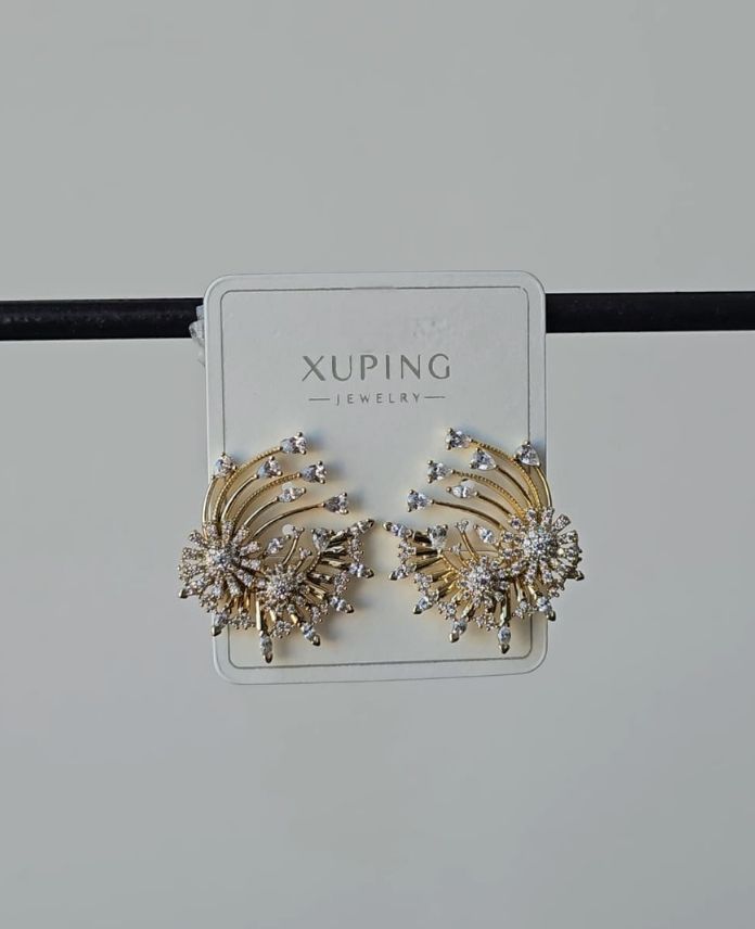 Xuping Yuvarlak Taşlı Gold Küpe