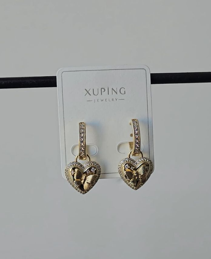 Xuping Kalp Kelebek Gold Küpe