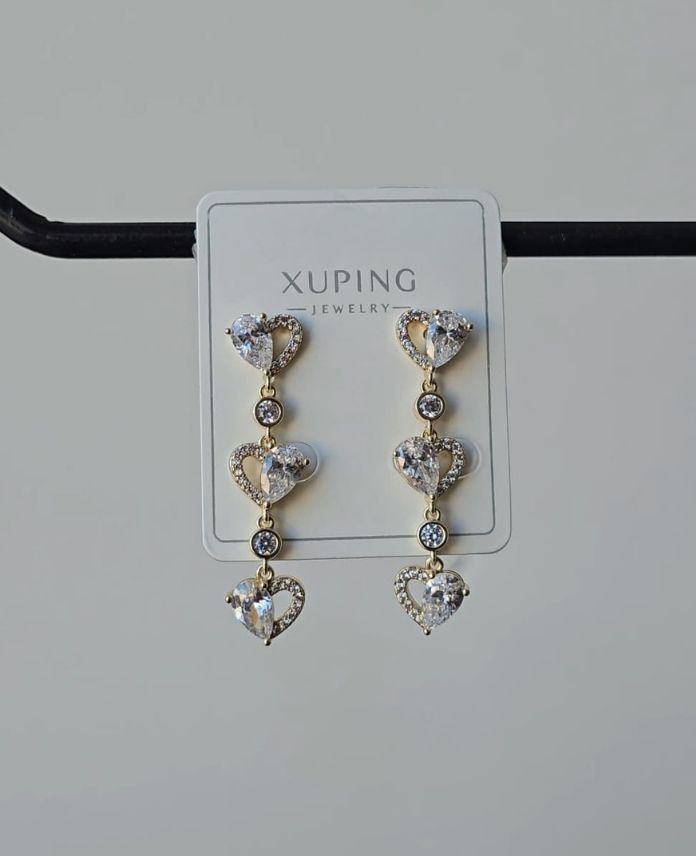 Xuping Kalp Taşlı Gold Küpe