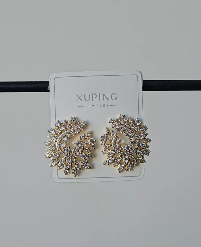 Xuping Yuvarlak Taşlı Gold Küpe
