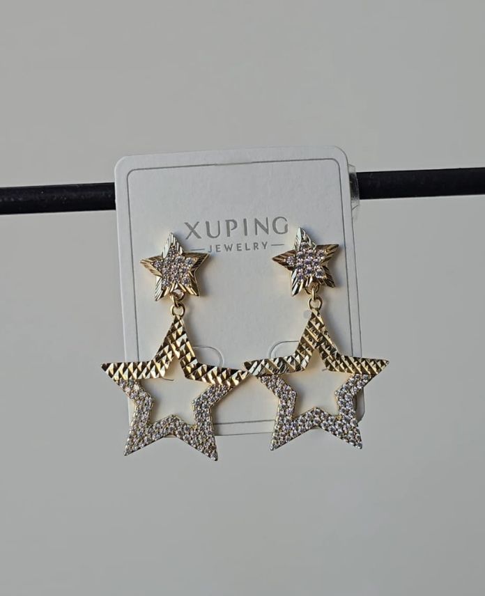Xuping Yuvarlak Yıldız Taşlı Gold Küpe