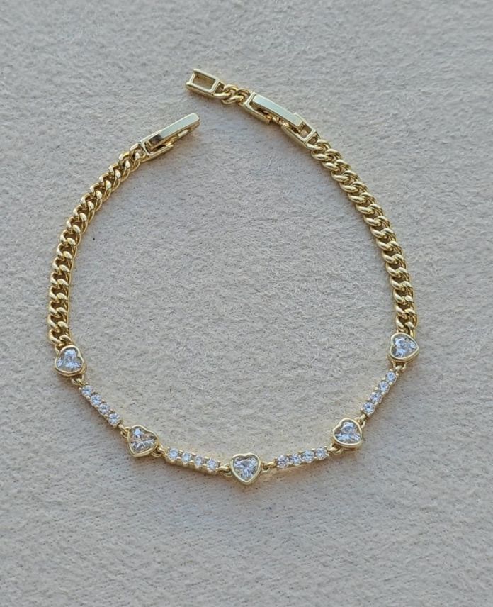 Xuping Kalp Taşlı Gold Bileklik
