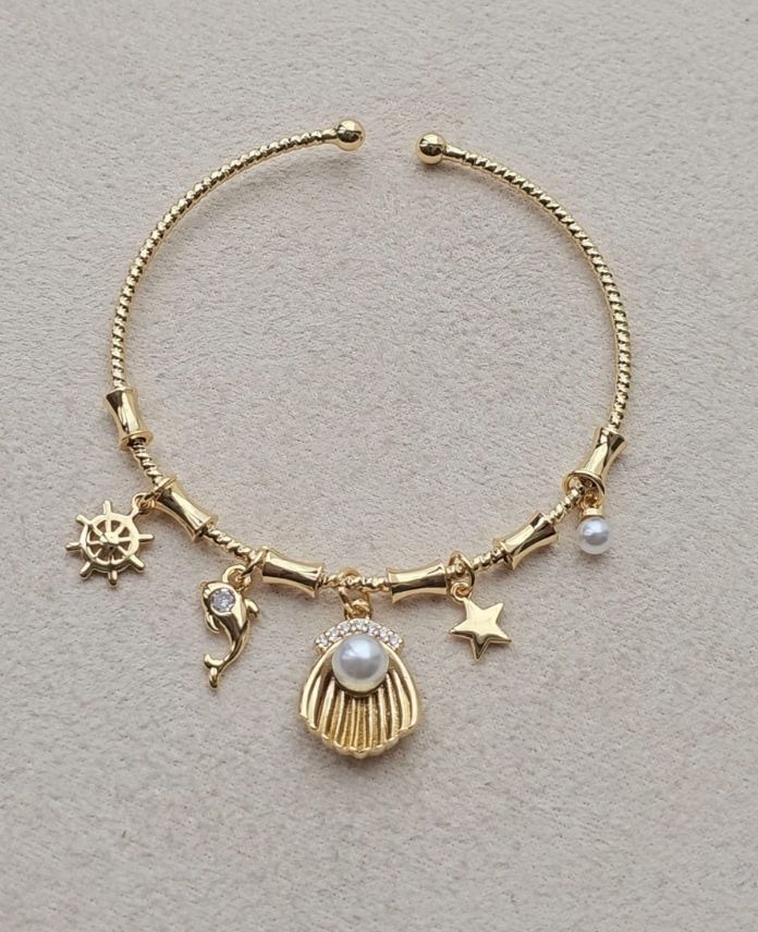 Ysx Açık İstiridye İncili 14K Kelepçe