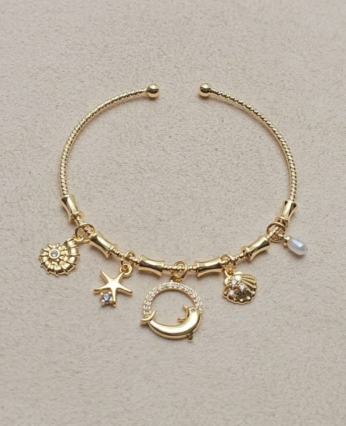 Ysx Açık Yunus Taşlı Gold Kelepçe