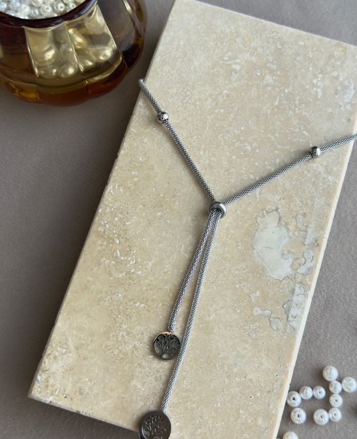 Çelik Asansör Yaşam Taşlı Kolye