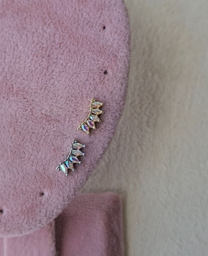 Çelik Damla Renkli Taşlı (Arkası Düz) Piercing