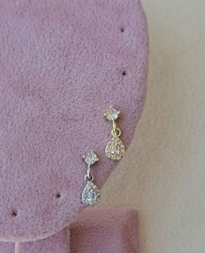 Çelik Sallantılı Damla Taşlı (Arkası Düz) Piercing