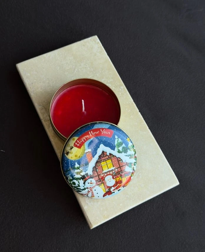 Aksesuar Yuvarlak Yılbaşı Çap 8Cm Kokulu Mum