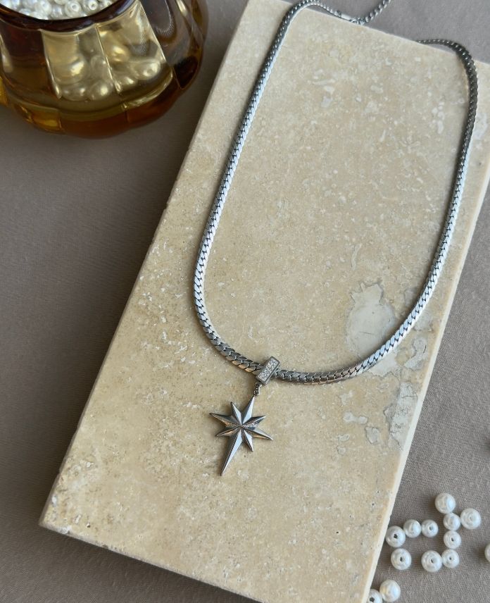 Çelik Sedef Yıldız Kolye