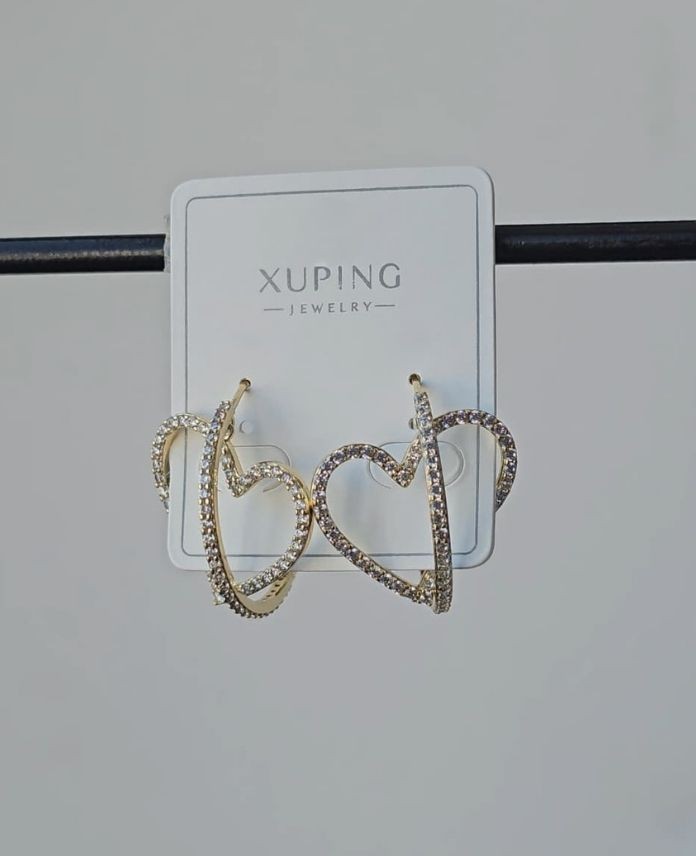 Xuping Kalp Taşlı Gold Küpe