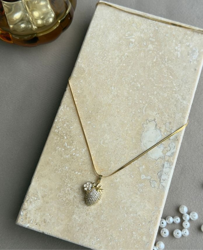 Çelik Kalp Taşlı 60Cm Kolye