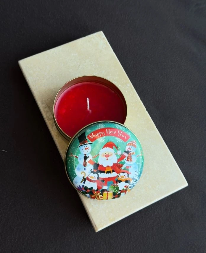 Aksesuar Yuvarlak Yılbaşı Çap 8Cm Kokulu Mum