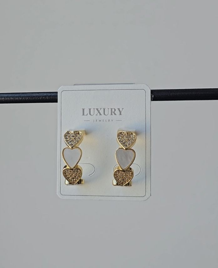 Luxury Kalp Taşlı Sedefli Küpe