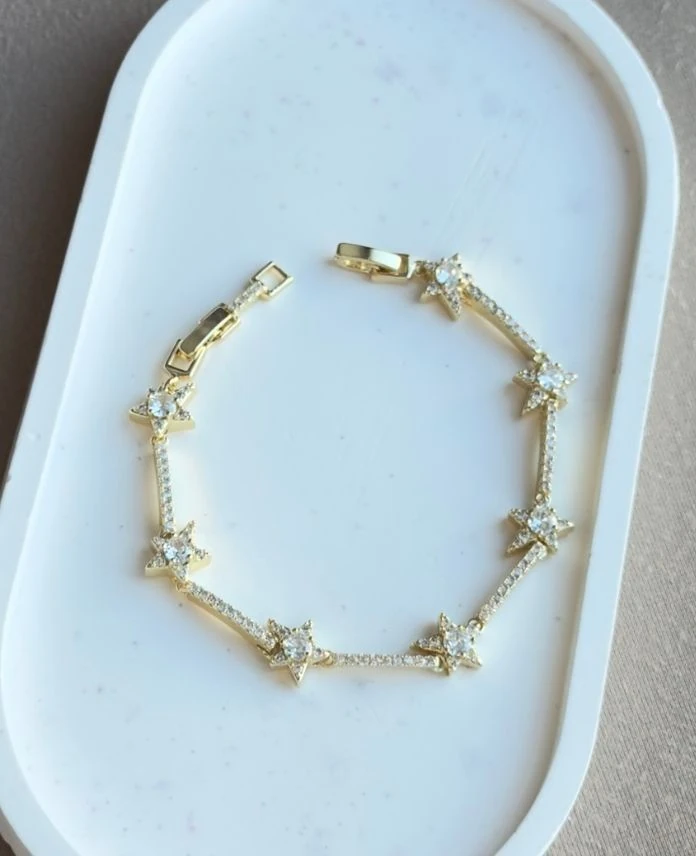 Cm Yıldız Taşlı 14K Bileklik