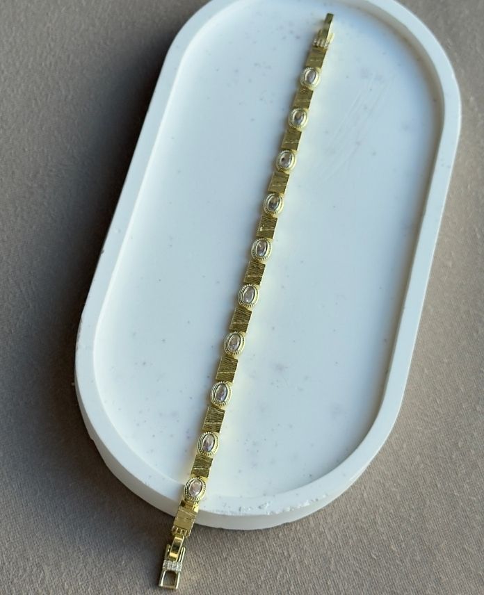 Pirinç Elips Taşlı 14K Bileklik