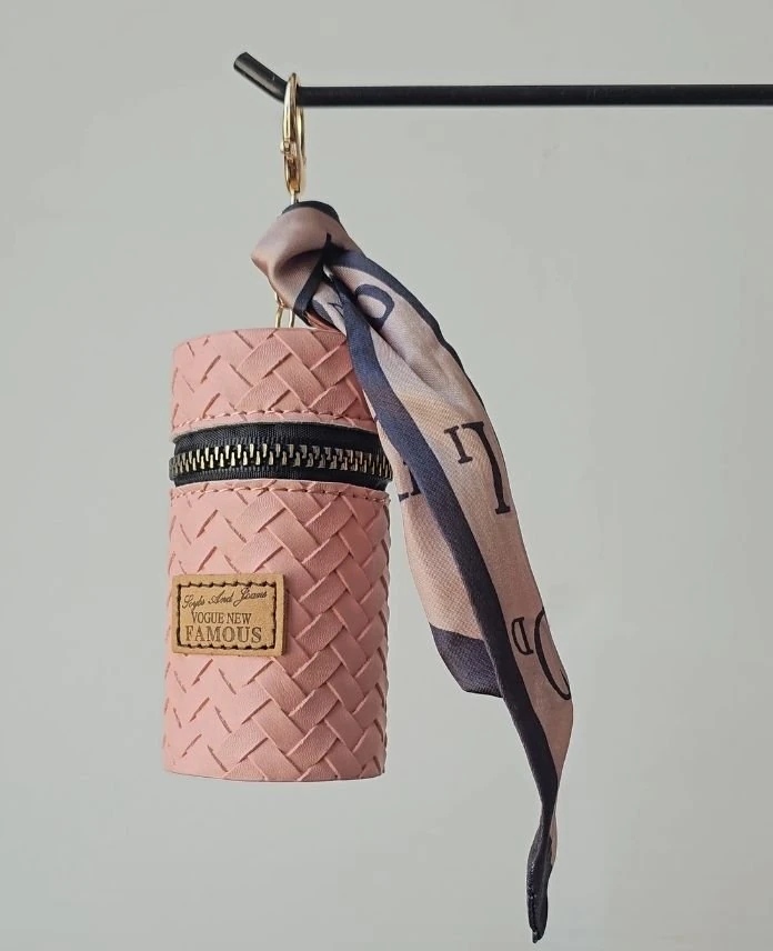 Aksesuar Çanta Silindir Pembe Anahtarlık