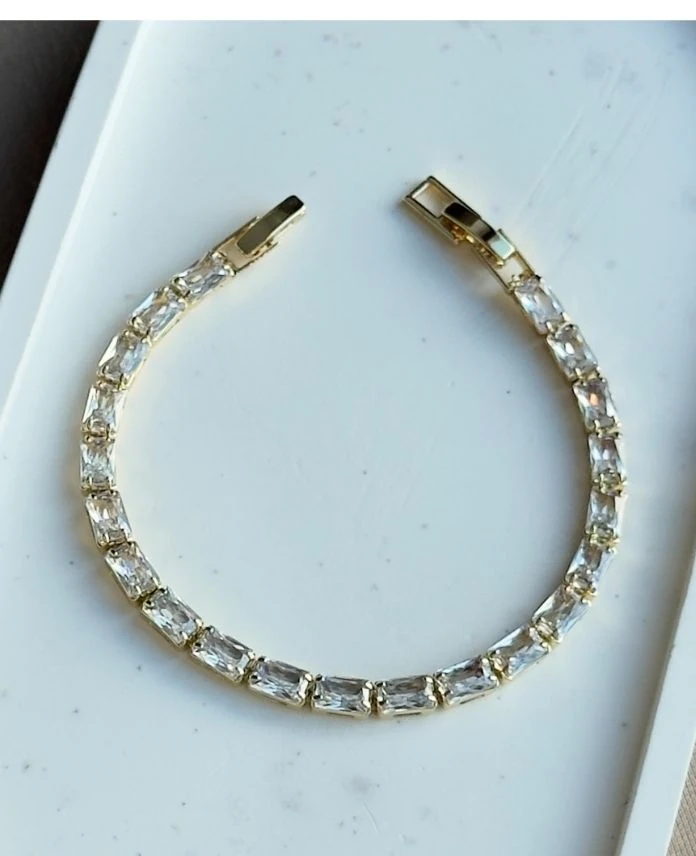 Cm Dikdörtgen Taşlı 14K Bileklik