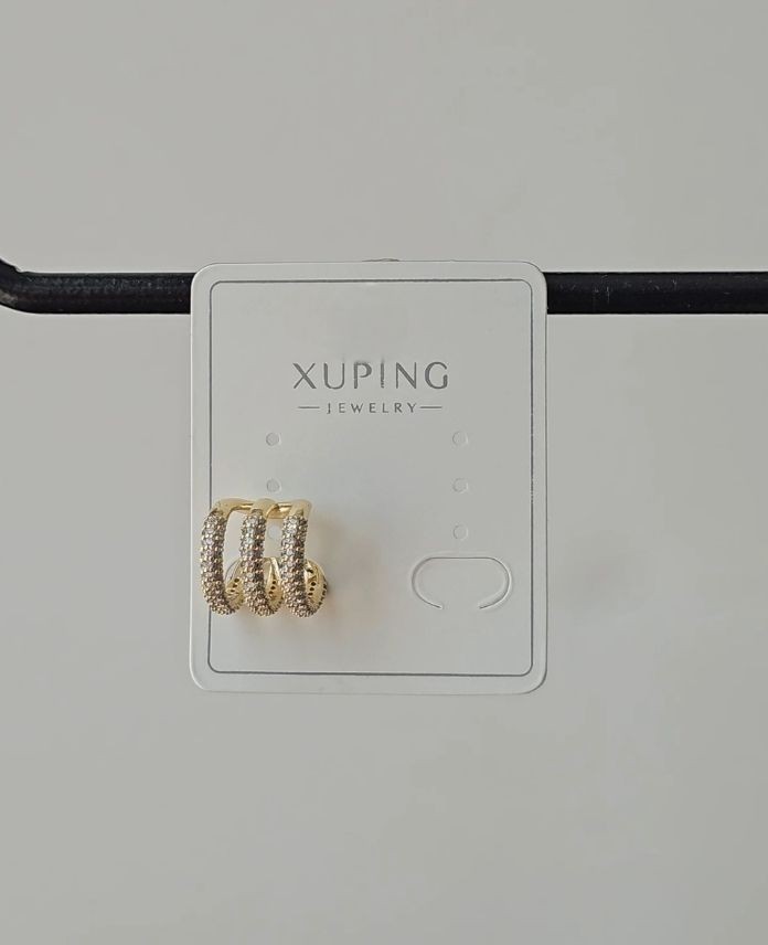 Xuping 3 Şerit Taşlı Gold Earcuff