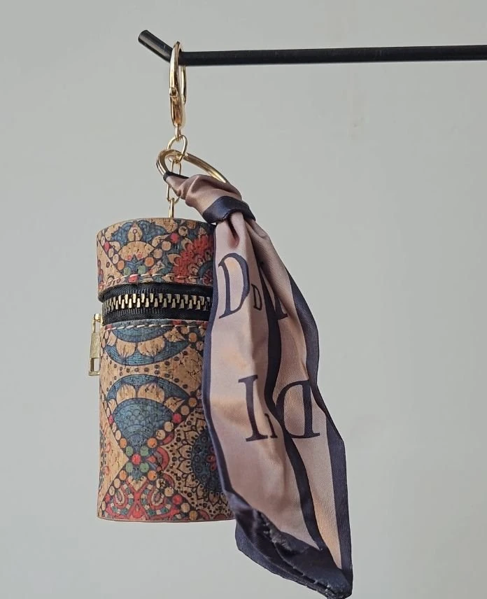 Aksesuar Çanta Silindir Deseneli Anahtarlık