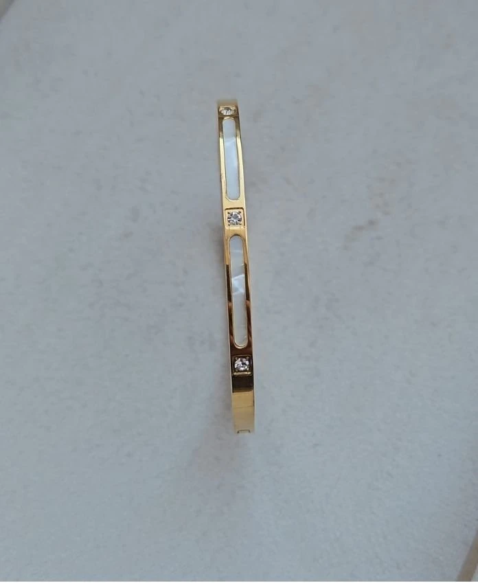 Çelik Sedefli Taşlı Kelepçe