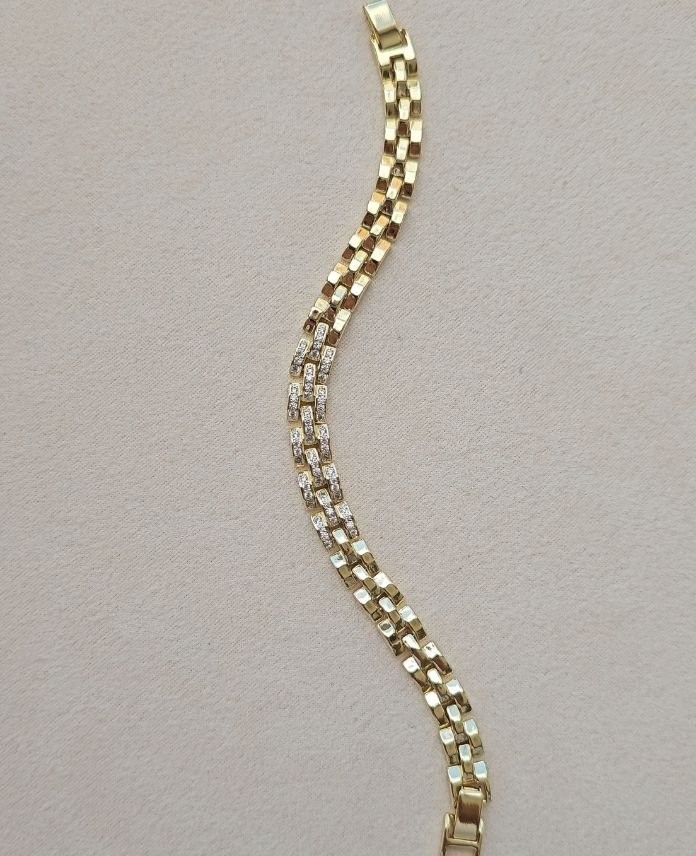 Xuping Hasır Ortası Taşlı Gold Bileklik
