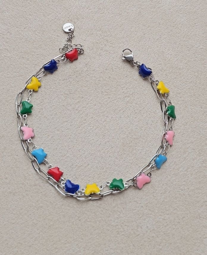 Çelik 2 Li Renkli Kelebek Halhal